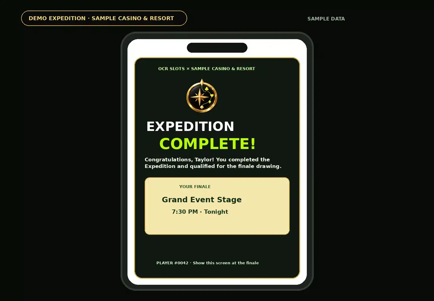 OCR Casino Expedition complete screen